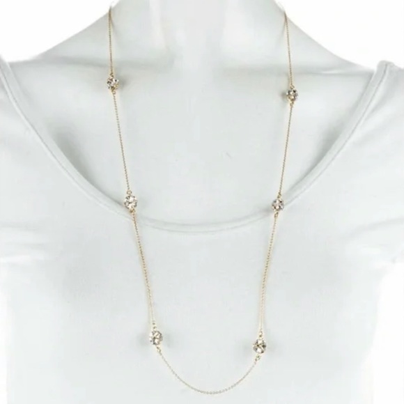 KATE SPADE NEW YORK LADY MARMALADE GOLD RHINESTONE SCATTER STATION NECKLACE - Picture 8 of 15